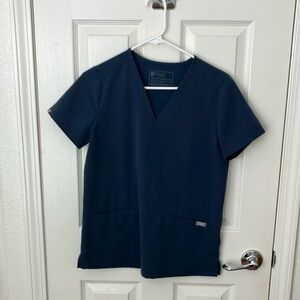 Figs Navy Blue Relaxed Fit Crew Neck T-Shirt